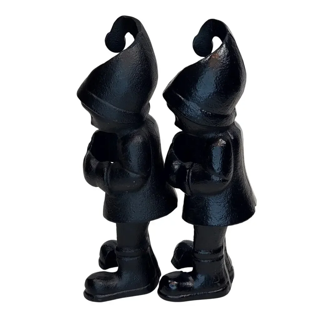 Elf Cast Iron Taper Candle Holders Crate and Barrel 5.5